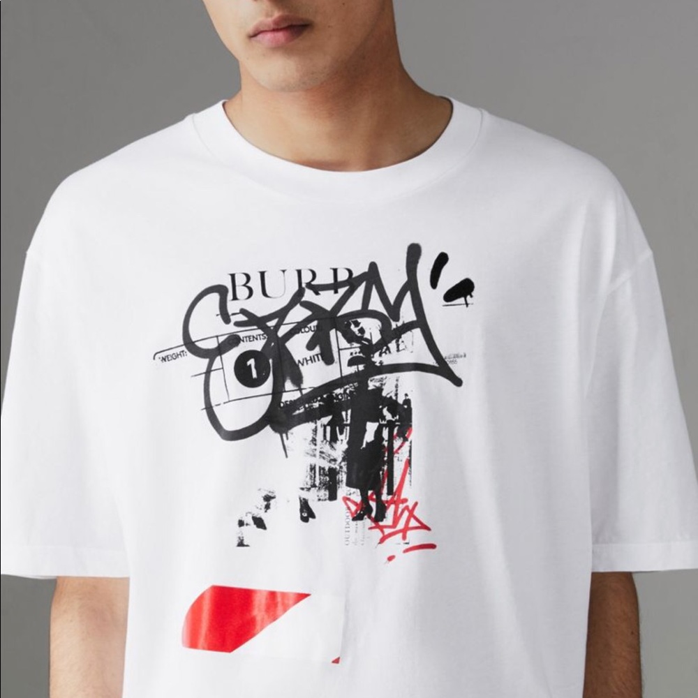 Graffitied Ticket Print Cotton T-shirt